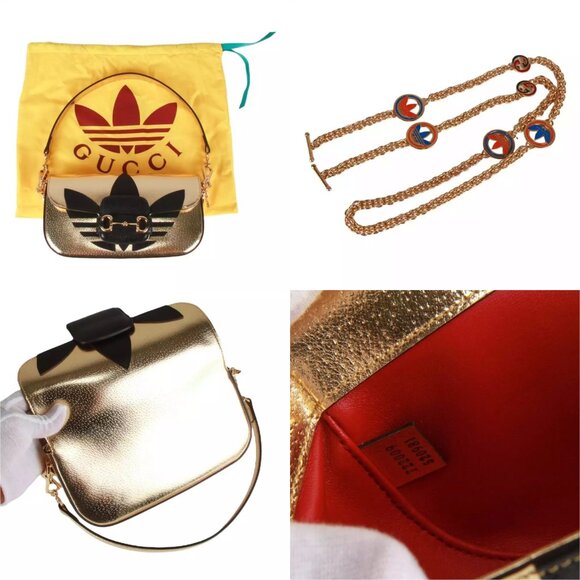 Gucci - Adidas X Small Horsebit Shoulder Bag In Gold - Shoulder bag - Picture 15 of 15
